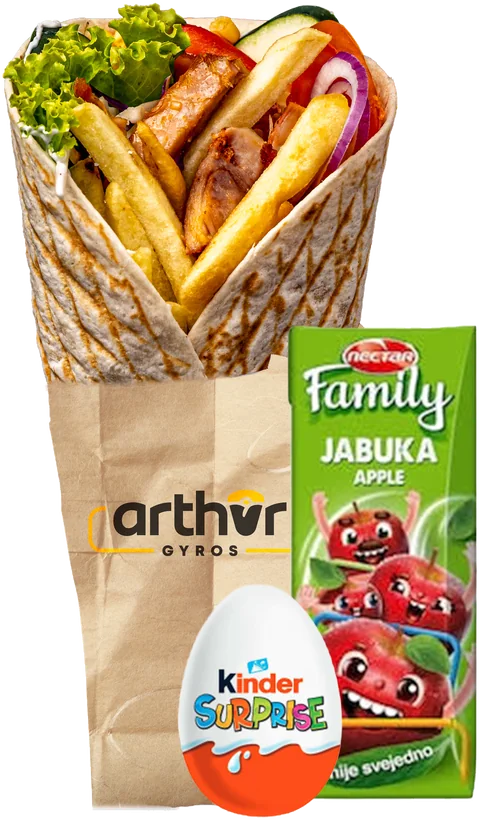 Dečiji giros obrok sa sokom